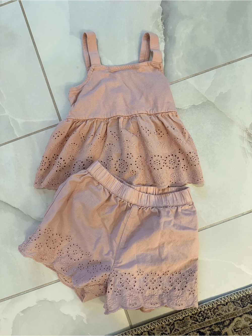 GAP Pink Eyelet Tank & Shorts Set